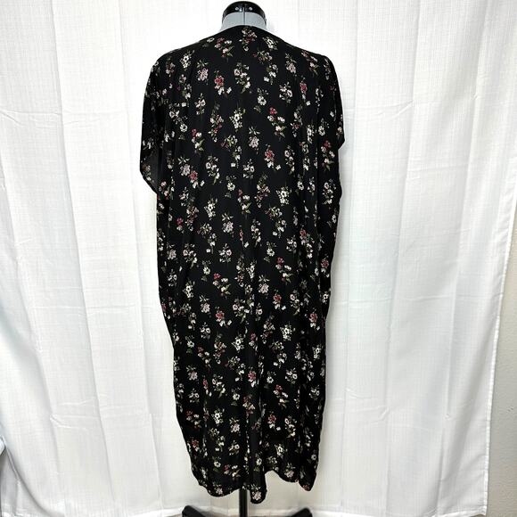 B Collections by Bobeau Floral Kimono Open Front Flowy Boho Duster Sz: L - Picture 3 of 8